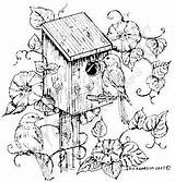 Birdhouse Northwoods Rubber Bluebirds Pyrography sketch template