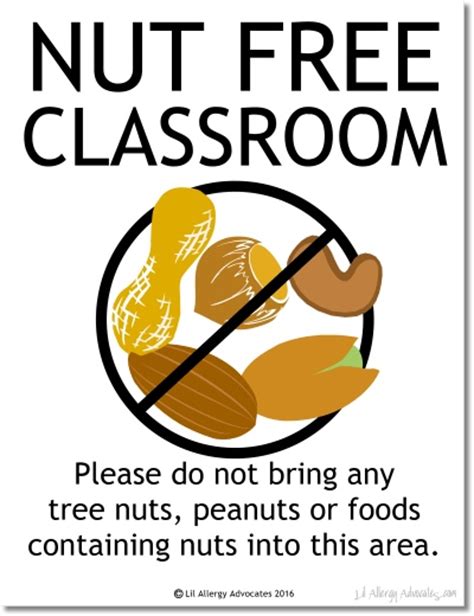 nut  classroom signs lil allergy advocates