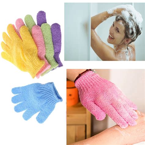 2pair Bath Scrub Mitt Gloves Massage Scrubber Shower Wash Skin Spa