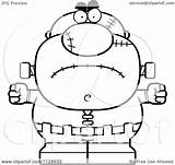 Outlined Pudgy Angry Frankenstein Clipart Cartoon Thoman Cory Coloring Vector 2021 sketch template