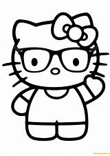 Kitty Hello Coloring Pages Nerd Glasses Drawing Color Printable Colouring Cute Sheets Cartoon Online Print Kids Kitten sketch template