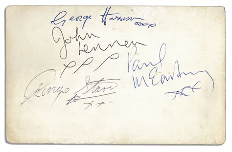 lot detail beatles promo card signed by all four members