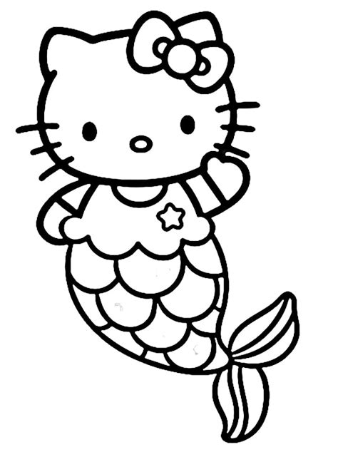 simple  kitty mermaid coloring page  printable coloring