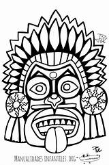 Mascara Mayan Mascaras Mayas Dibujo Colorir Indigenas Aztecas Indigena Aztekische Máscaras Template Desenhos Manualidadesinfantiles Máscara Aztec Azteca Tribales Prehispanicos Civilizacion sketch template