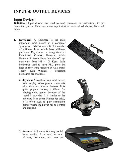 ict  lecture notes input output devices input devices definition input devices