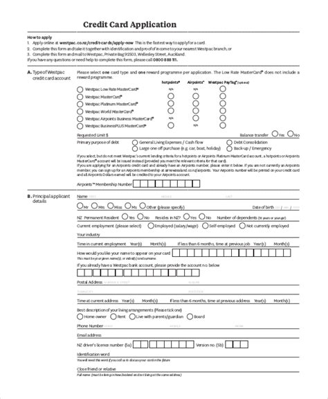 sample credit application templates   ms word