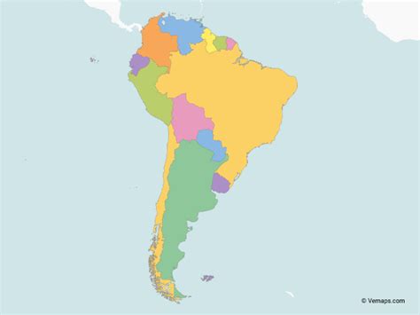 map  south america  multicolor countries  vector maps map