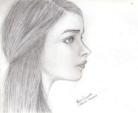 side view side profile face woman drawing