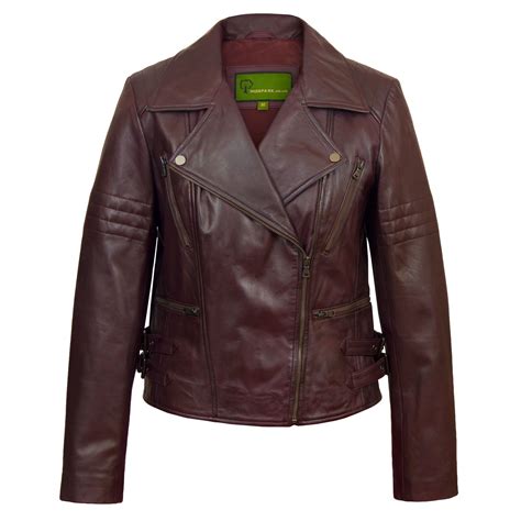 jaki womens burgundy leather biker jacket hidepark leather
