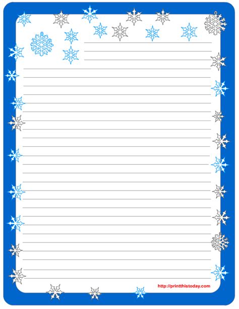 winter writing paper print  today winter writing paper