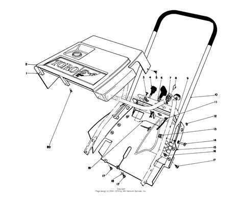toro    snowthrower  sn   parts diagram  shroud handle assembly
