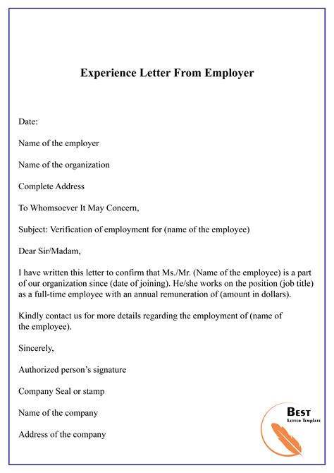application letter  work experience
