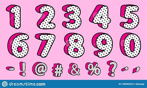 cute black polka dots  set  numbers  signs vector lol girly