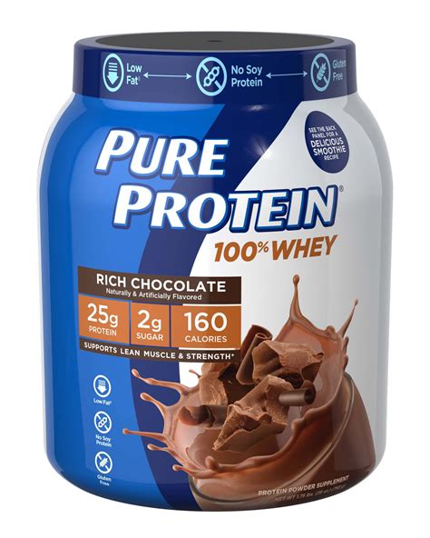 pure protein  whey protein powder rich chocolate  protein