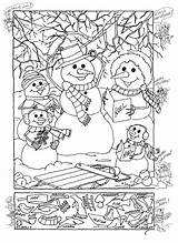 Hidden Christmas Puzzles Coloring Puzzle Printable Winter Pages Objects sketch template
