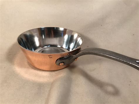 french   splayed copper tin lined sauce pan rocky mountain