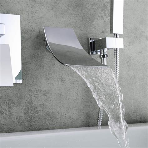 waterfall wall mount tub faucet  handheld shower head chrome
