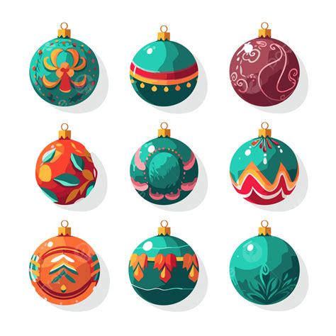 Bolas De Natal Clipart Decoração Tradicional Conjunto De Bolas De Natal
