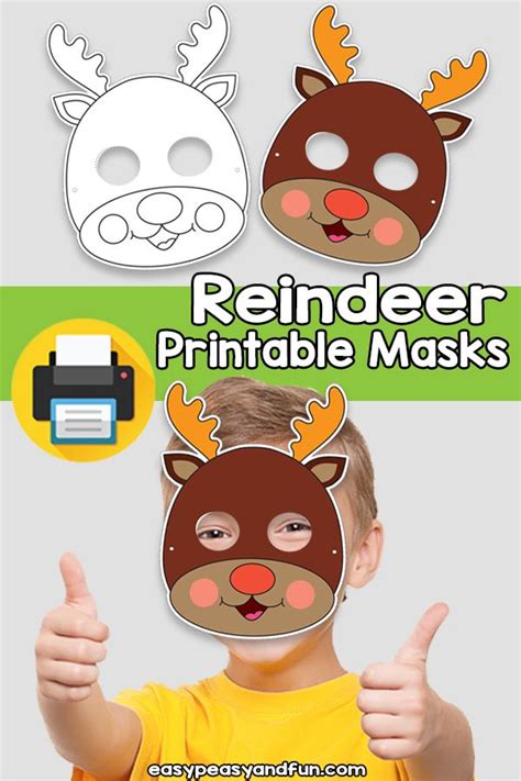 printable reindeer mask template craft activities  kids christmas