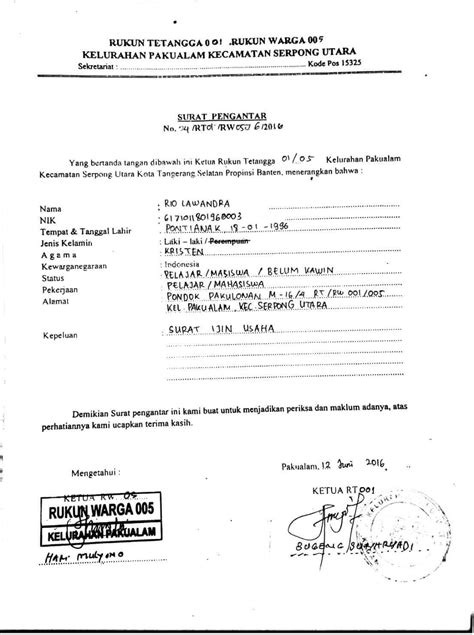 Contoh Surat Izin Rt Rw Suratmenyuratnet