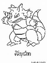 Rhydon Coloring Pages Pokemon Rock Ground Fun sketch template