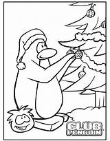 Penguin Christmas Coloring Pages Club Printable Kids Colouring Print Adults Getcoloringpages Puffle Popular sketch template