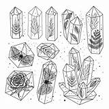 Doodle Crystal Drawing Tattoo Gem Crystals Flower Doodles Journal Bullet Plant Tumblr Creative Drawings Plants Line Practice Inspiration Magic Illustration sketch template