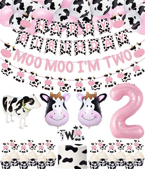 Buy 62 Packs Cow 2nd Birthday Party Kit Moo Moo Im Two Banner Happy