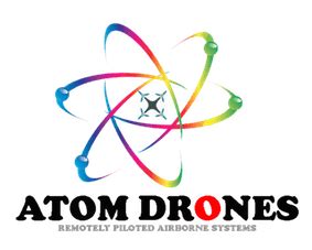 atom drone logo atom aviation services