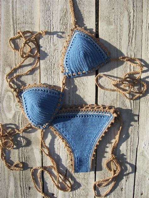 Crochet Bikini Set In Periwinkle Bikini Crochet Swimwear Crochet Hot