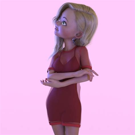 toon girl 3d model rigged cgtrader