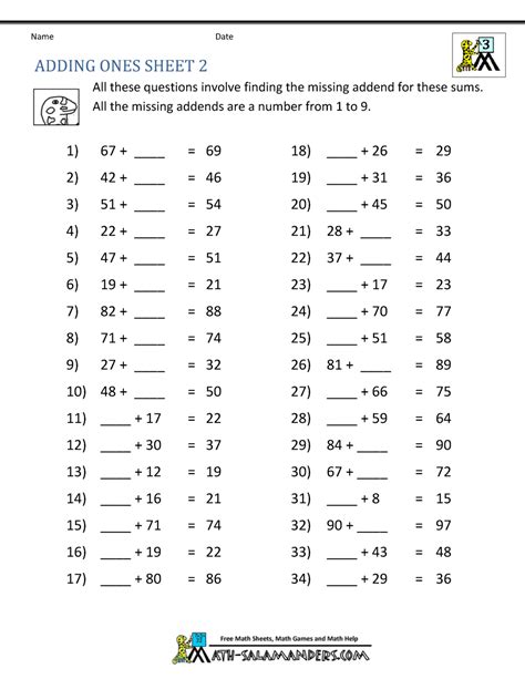 grade addition worksheets