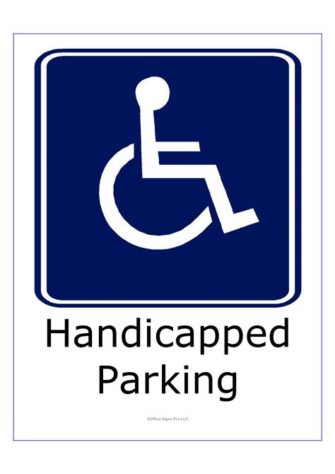 printable handicap sign  car