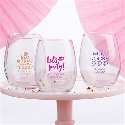 Personalized Bachelor And Bachelorette Stemless 9 Oz Wine Glass