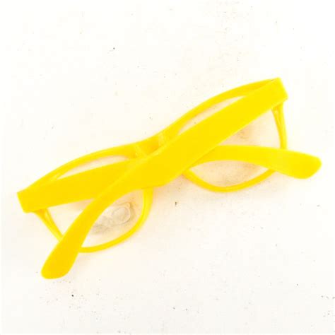 90s Fake Eyeglasses Clear Lens Glasses Yellow Plastic Etsy