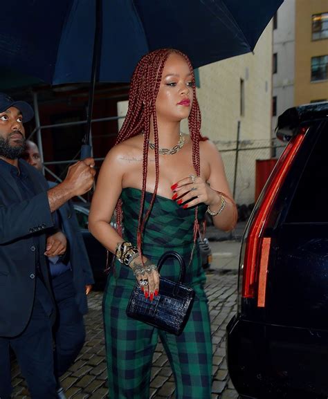 rihanna arrives at late night with seth meyers in new york