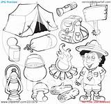 Coloring Camping Pages Gear sketch template