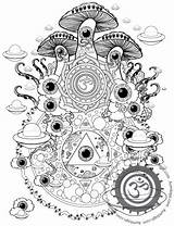 Coloring Mushroom Pages Trippy Psychedelic Adults Printable Magic Drug Adult Drawing Shroom Mushrooms Color Drawings Fairy Colorin Mandala Aesthetic Alice sketch template