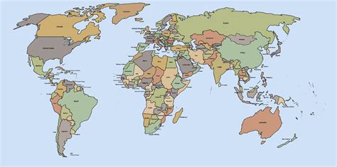 world map printable  country names