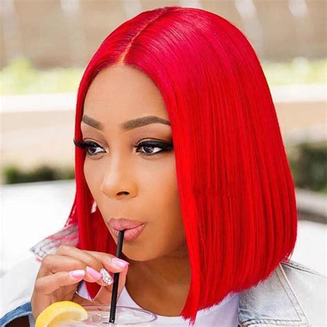 peruvian hair red color straight lace front bob wig lux hair shop