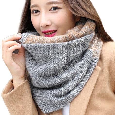 fashion women warm knit neck circle cowl snood multi purpose scarf