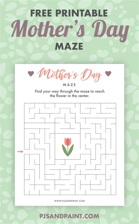 printable mothers day maze pjs  paint