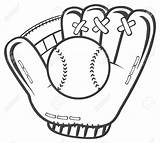 Glove Softball Drawing Baseball Getdrawings Ball sketch template