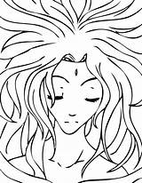 Aphrodite Coloring Hair Beautiful sketch template