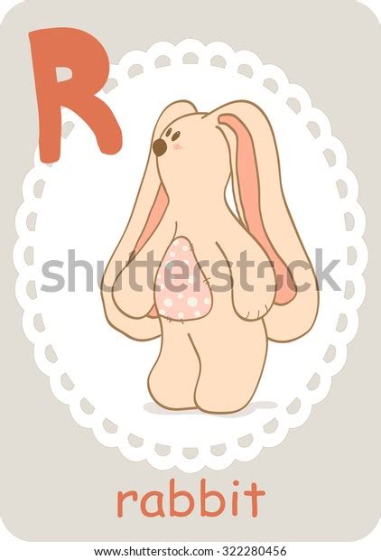 alphabet card rabbit  background white stock vector royalty