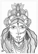 Coloring Pages Bollywood Goddess Kali India Adults Drawing Hindu Adult Religion Colouring Printable Deesse Ganesh Gargoyle Color Also God Transformation sketch template