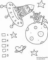 Space Coloring Color Number Pages Worksheet Numbers Outer Worksheets Preschool Kids Planets Printable Printables Alien Theme Kindergarten Crafts Ruimte Sheets sketch template