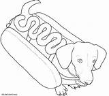Coloring Dog Pages Hot Dogs Printable Weiner Boxer Cute Wiener Colouring Color Cartoon Print Dachshund Puppy Costumes Weenie Drawing Halloween sketch template
