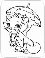Marie Coloring Pages Aristocats Disneyclips Parasol Holding sketch template