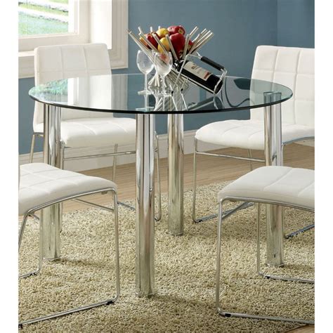 Furniture Of America Poipen Contemporary Round Glass Top Dining Table